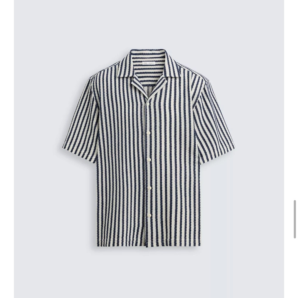 Zara Blue and White Striped Button Down Shirt